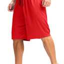 G Gradual Men's Long Basketball Shorts with Zipper Pocket 9"/11'' Quick Dry Gym Shorts Lightweight Athletic Shorts for Men (Red, XXL)
