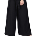 Wevez Women's Rayon Black Boho Palazzo Pants, Yoga Wide Leg Pants Wrap Tie Up Waist, L