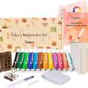 Original Tobios Mini Wooden Watercolor Paint Set  Compact Travel Art Kit with 12 Colors, Refillable Brush & Sketchbook  Unique Creative Gift for Birthdays, Holidays & Art Lovers