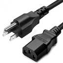 Standard 5ft (1.5m) 10 Amps 125 Volts Black 3 Prong AC Power Cord Cable for Electronics, TV, Computer, Printer, Radio, Monitor, Samsung, Dell, Vizio, LG, Asus, Laptop and More