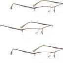 LUR READING GLASSES 3 pack Half-Rim Metal Readers (Gunmetal)