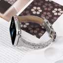 Wearlizer Thin Glitter Leather Compatible with Apple Watch Leather Bands Women 38mm 40mm 41mm 42mm 44mm 45mm 46mm 49mm for iWatch Series 11 10 9 8 7 6 5 4 3 SE/Ultra 3 2 1 Slim Bling Glistening Strap