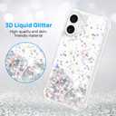 ANSHOW Case Compatible with iPhone 17, Shockproof Clear TPU Glitter Phone Case with 1 Screen Protector, Bling Glitters Case for Women, Silver