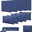 Aoxun 11pcs Patio Cushion Covers Replacement, Waterproof Outdoor Furniture Cushion Covers with Zipper and Non-Slip Bottom, Patio Sofa Couch 3 Sizes for Patio Sectional, Covers Only (Navy)