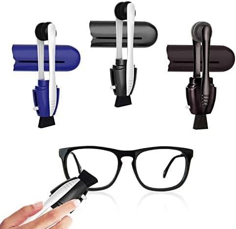 Portable Microfiber Eyeglass Cleaner (3 Count), Efficient and Durable Carbon Microfiber Technology, Lens Cleaner with Carbon Microfiber Tech and Mini Sunglasses Brush Cleaning Tool