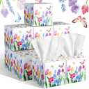 12 Pack Tulips Facial Tissues Cube Boxes 600 Sheets 3 Ply Small Tulips Floral Face Tissues Bulk for Fall Christmas Spring Car Bedroom Supplies