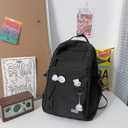 GAXOS Cute Aesthetic Backpack for School Middle Student Travel Pink Backpack Teens Girls Bear Pin Book Bags