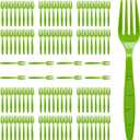 Kiwi Green Plastic Forks Heavy Duty, Disposable Party Supplies 104 PCS