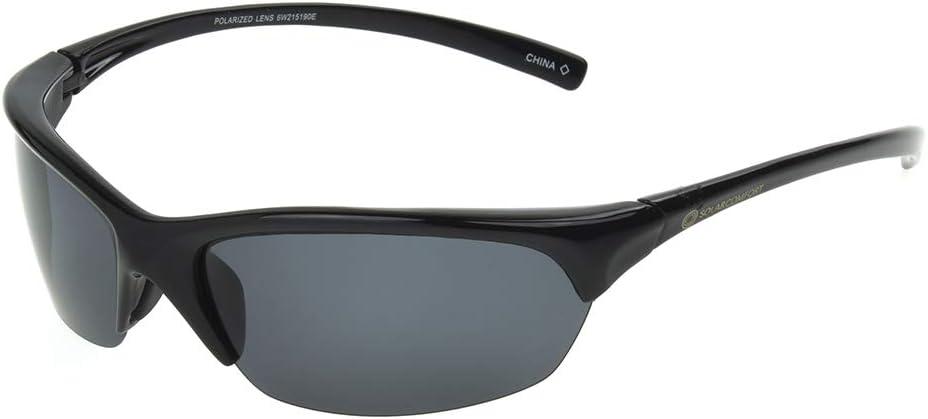 Dioptics Solar Comfort Cascade Sport Sunglasses Polarized Wrap, Black, 54 mm