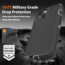 for iPhone 13 Case with 2Pcs Tempered Glass Screen Protector and 1Pcs Camera Lens Protector, Military Grade 3 in 1 Heavy Duty Shockproof/Drop Proof/Dust Proof Case (Black/Grey)