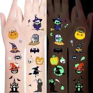 Luminous Halloween Temporary Tattoos for Kids Halloween Party Favors, 10 Sheets Glow in The Dark Halloween Decorations Tattoos for Kids, 100 Styles Glow Tattoos Stickers for Goodie Bag Fillers, Set of 9