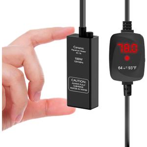 Aquarium Heater 100W Super Small Fish Tank Heater with Digital Display Thermostat, Alumina Ceramic Betta Tank Heater Turtle Heater for 10-20 Gallon Tanks