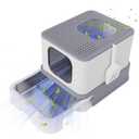 RIZZARI Enclosed Cat Litter Box with Lid, Large Foldable Litter Box with Litter Scoop, Top Entry Cat Toilet for Kittens and Big Cats (Light Gray,Stainless Steel with Deodorizer, X-Large)