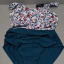ZAFUL Women's High Waisted Tankini Scoop Neck Knotted Two Pieces Tankini Set Swimsuit (4-peacock Blue), S