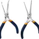 MANUFORE 2pcs 6 Inch Mini Needle Nose Pliers Set (Smooth Jaw), Straight and 45 Bent Long Nose Pliers with Comfortable Grip for Precision Handmade Craft, Jewelry Making Supplies