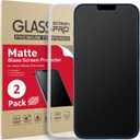[2 Pack] Ambison Matte Glass Screen Protector Designed for iPhone 16e/iPhone 14/iPhone 13/13 Pro, Install Frame/Bubble Free/Anti-Glare&Fingerprint, 9H Tempered Glass Clear for iPhone 16e/14/13 Pro 6.1inch