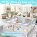 Fshibila Baby Playpen, 50x50 Inch Baby Playard for Babies and Toddlers, Play Pens for Indoor & Outdoor, Sturdy Safety Play Yard with Soft Breathable Mesh, Anti-Fall, Grey