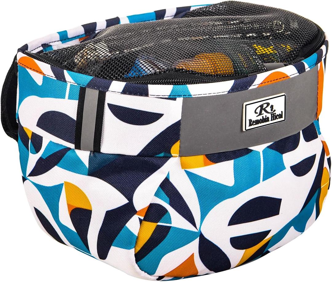 Remobia Hicol Kids Bike Basket,Durable Front Frame Bicycle & Scooter Basket Bag,Waterproof Fabric Bicycle Handlebar Bag for Boys, Girls, Toddlers with Zipper Mesh Lip(Geometry)