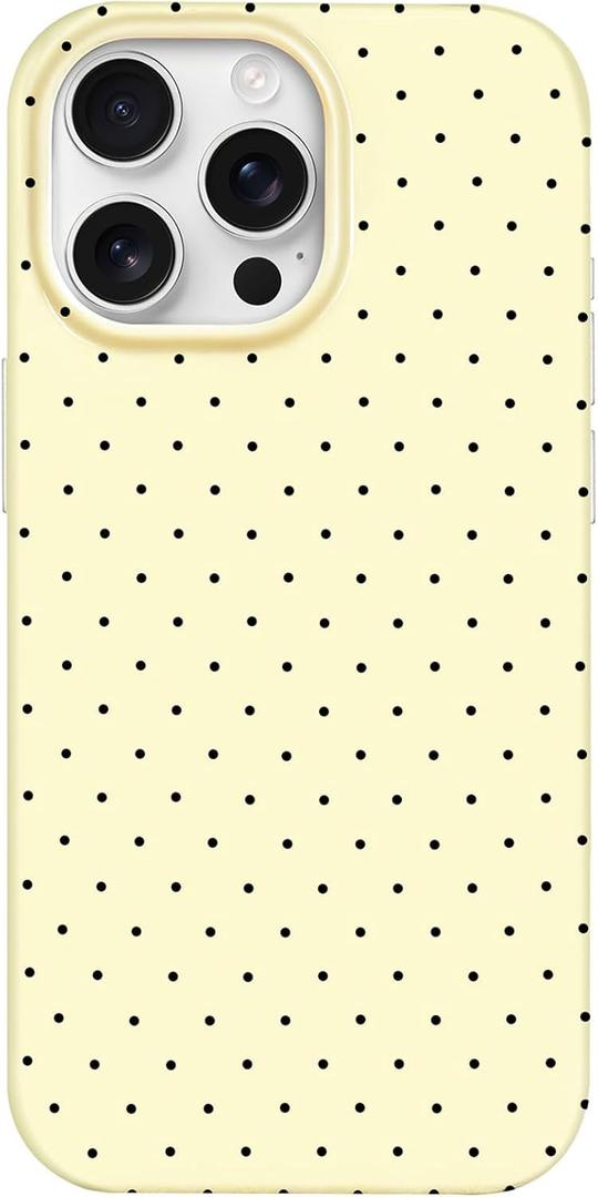 Hython for iPhone 16 Pro Case Cute Polka Dot Aesthetic Design Simple Cover 6.3", Thin Slim Anti-Scratch Soft TPU Bumper Shockproof Rubber Protective Phone Cases for Women Girls Girly Boys, Yellow