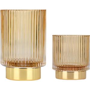 DASITON Makeup Brush holder Organizer,Crystal Cosmetic Makeup Brush Glass Brushes Storage Holder, Vintage Make Up Brush Cup Pen Pencil Holder striped vase(Coffee SL)