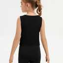 ZDC Girls Tank Tops Kids Athletic Ribbed Knit Crewneck Crop Tops Basic Camisole 5-14 Years