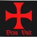 Crusader Flag 3x5 ft Deus Vult Knights Templar Flag with Jerusalem Cross Double Stitched Polyester Banner with Brass Grommets Fade Resistant