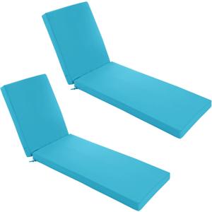 Chaise Lounge Cushions Outdoor Set of 2 - Waterproof and Fade Resistant Sun Lounger Replacement Cushions - Patio Lounger Pads with Removable Cover for Pool, Deck, Lawn, 72 x 21 x 3 Inch, Teal