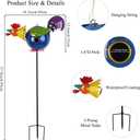 37" Bird Houses for Outside, Outdoor Metal Rooster Birdhouse with Hanging String & Poles for Patio, Yard, Garden