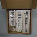 Yuntau 4 Pcs Farmhouse Wooden Tabletop Decor Farmhouse Tiered Tray Decor Rustic Retro Wood Bead Garland with God All Things are Possible Block Sign Neutral Centerpiece Sign for Home Shelf Mantle