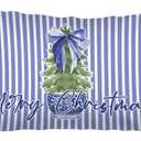 SPBL&L Blue Chinoiserie Christmas 12x20 Pillow Cover, Grandmillennial Christmas Decor, Coquette Preppy Blue Bow Xmas Tree Striped Lumbar Pillow Covers Cases Decorative for Home Bedroom Living Room