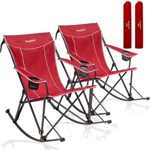 SUNNYFEEL 2 Pack Oversized Folding Rocking Camping Chair 500lbs, 2 PC