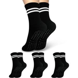 Pilates yoga non-slip socks fit hospitals, yoga studios, outdoor. Gifts for ballet dancers, seniors, dears. (Black)