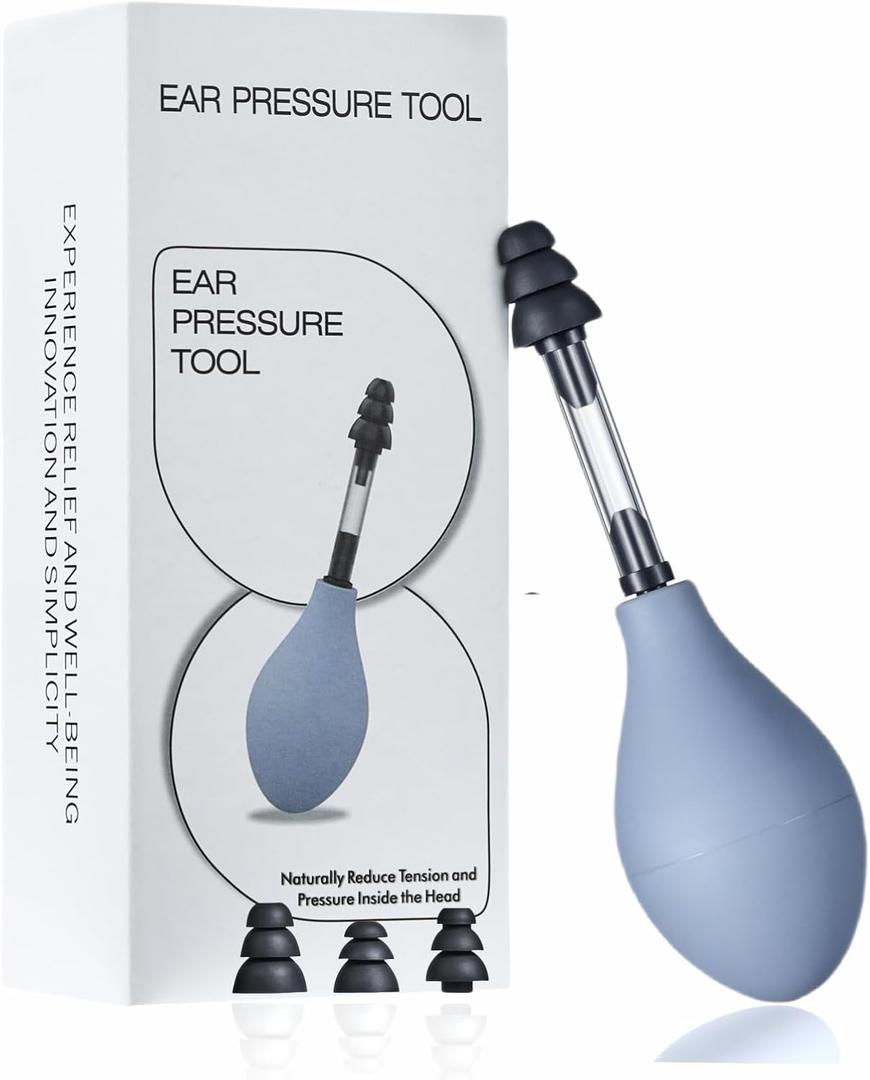 Ear Pressure Relief Suction Device, Migraine and Headache Relief Tinnitus Products with 3 Sizes, Airplane Ear Pressure Relief Through Inner Ear Pressure Balance (Grey, One Size)