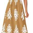 PRETTYGARDEN Summer Dress for Women 2026 Floral Sundress Spaghetti Strap Flowy Beach Vacation Boho Maxi Dresses (Beige, M)