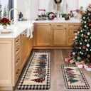 Buffalo Plaid Christmas Tree Merry Christmas Kitchen Mats Set of 2, Xmas Winter Home Decor Low-Profile Kitchen Rugs for Floor,Christmas Kitchen Mats for Floor 17x30+ 17x47 Inch (Linen-black)