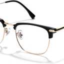 Blue Blocker Glasses for Men Metal Browline Computer Gaming Glasses Filter Blue Ray (02-15208-gold)