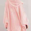 Women Oversized Hoodie Cardigan Jacket Casual Open Front Raglan Sleeve Sweatshirt 2026 Outfits with Pockets (Pink, XL)