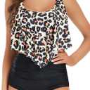 Edelqual Tankini Swimsuits for Women High Waisted Bikini Sets Plus Size Two Piece Bathing Suits Tummy Control Swimwear, Size Small