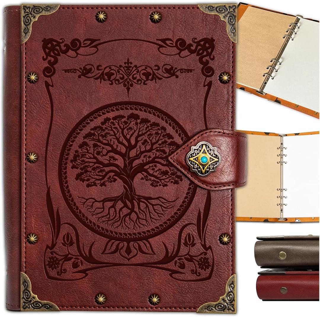 DUROTAN Tree of Life Journals Notebook Gift Set-Unique A5 Binder 400 Page Vintage Leather Suitable for Women & Men writing,Poets,Travelers,as a Diary Dnd Gift