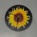 Sunflower Wall Clock Yellow Floral Blooms Nature Botanical Petals 10 Inch Silent Non Ticking Battery Operated Clock Vintage Round Clock for Living Room Bedroom Bathroom Office Decor
