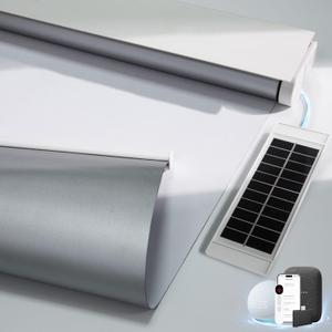 Motorized Blinds with Remote, Smart Blinds with Solar Panel, Thermal Blackout Electric Blinds, Automatic Blinds for Windows Compatible with Alexa, White-23 x72