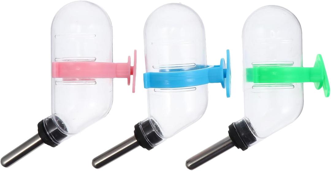 Balacoo 3 Pcs Hamster Water Bottle - Hanging Guinea Pig Water Bottle, Non-Drip Rabbit Cage Drinking Fountain, Small Animal Water Dispenser for Hamster Gerbil Chinchillas(60ml)