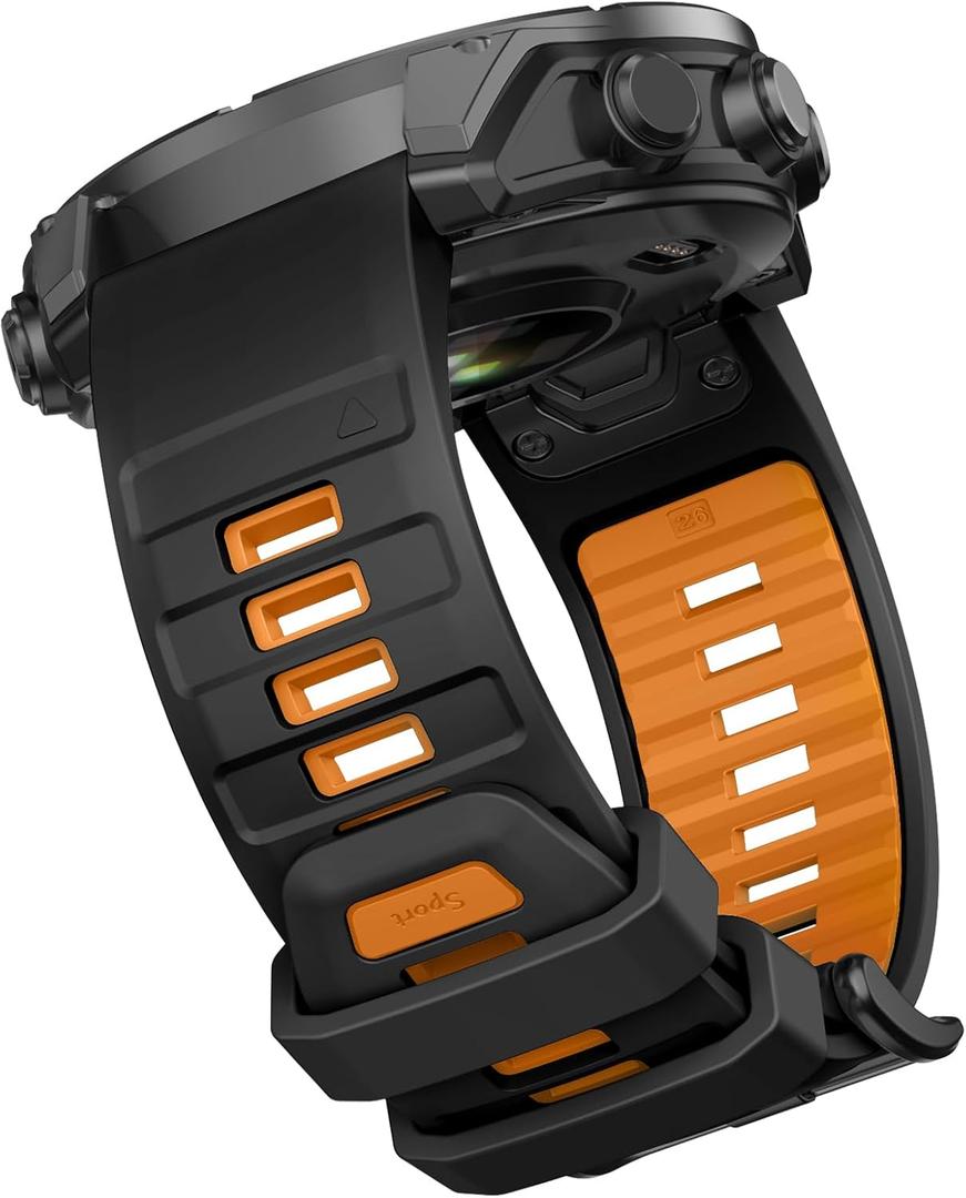 OVERSTEP Watch Band for Garmin Fenix 8 AMOLED/Solar 51mm, Fenix 7X, Fenix 6X, Fenix 5X, Fenix 3 Series, Epix Pro 51mm, Tactix 7/Delta, Enduro/2/3 Series  Durable, Waterproof Replacement Strap (Black & Orange)