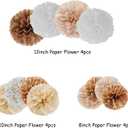 Boho Baby-Shower Party-Decorations Tissue Pom-Poms - 12pcs Neutral Rainbow Birthday Wedding Bridal Paper Flowers Streamers,White Brown Champagne Engagement Bachelorette Christmas Decor Ouruola