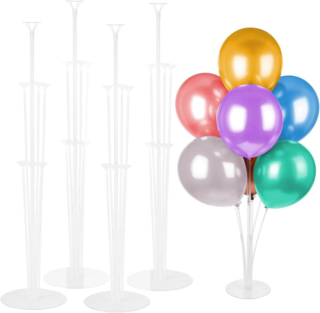Balloon Stand Kit 4 sets Balloon Arch Stand with Base and Balloon Sticks for Christmas Table Graduation Wedding Birthday Baby Shower Gender Reveal Party New Year Decorations