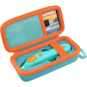 co2CREA Hard Case for NEW 3Doodler Start+ Essentials 3D Pen Set - Storage Organizer with Custom Slots for Art Activity Set, Printing Filament Refill and USB Charger, Mint Green Case + Orange Zipper (Large)