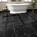 20-Pack Peel and Stick Floor Tiles Vinyl Floor 12 x 12 inch Self Adhesive Waterproof Flooring Planks DIY for Bathroom, Kitchen, Living Room, RV, Cover 20 Sq. Ft, Black Vein Marble
