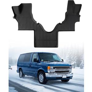 Car Floor Mat for Ford Econoline: for Econoline/E-Series 2025-2007 E150/E250/E350/E450, All Weather TPE Carpet Rubber Rug Interior Vehicle Accessories Heavy Duty RV Van Floormats Front Row Liner