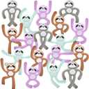 ArtCreativity Mini Bendable Sloth Toys, Set of 48, Bendable Animal Toys for Kids in Assorted Colors, Portable Stress Relief Toy for Kids, Fidget Toy for Boys and Girls and Zoo Party Favors