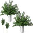 Riceshoot 20 Pcs 18" Christmas Norfolk Pine Stems 10 Pcs 36" Artificial Norfolk Pine Branches Real Touch Xmas Greenery Stem Faux Pine Garland for Vase DIY Crafts Indoor Outdoor Home Decor